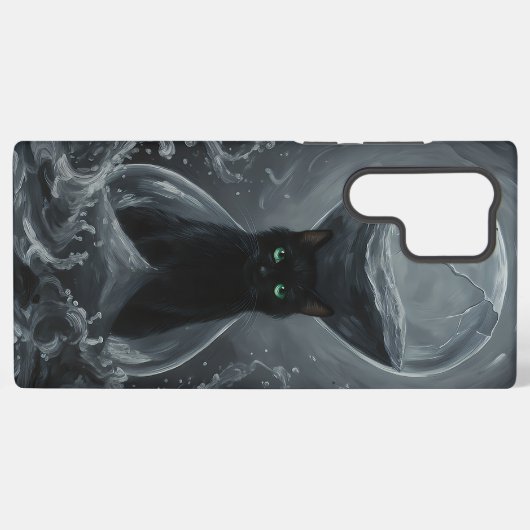 Coque Samsung Galaxy Le sablier éternel : Le chat noir du temps (Verso Horizontal)