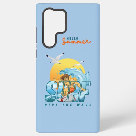 Coque Samsung Galaxy Le surfeur monte la vague | (M) (Verso)