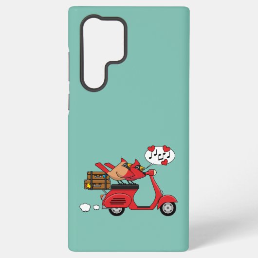 Coque Samsung Galaxy Les amoureux du Cardinal Rouge sur Scooter (Verso)