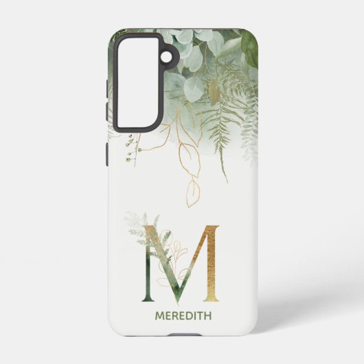 Coque Samsung Galaxy Lettre M Elegant Aquarelle Verdure (Verso)