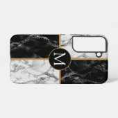 Coque Samsung Galaxy Lettre monogramme Pierre noire blanche et marbre (Verso Horizontal)