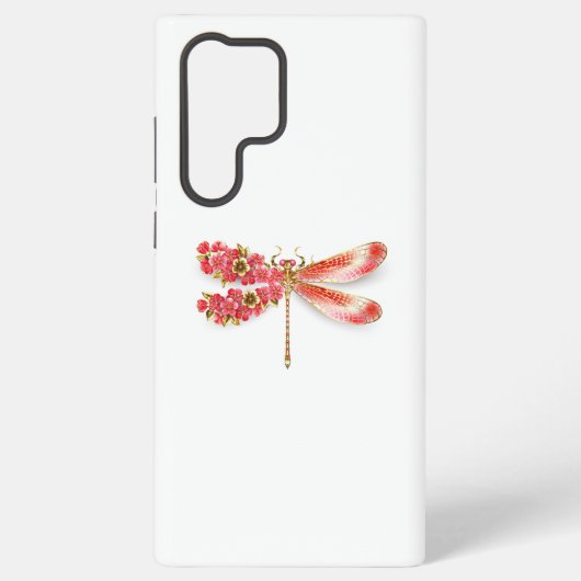 Coque Samsung Galaxy libellule de fleurs avec sakura de bijoux (Verso)