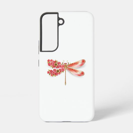 Coque Samsung Galaxy libellule de fleurs avec sakura de bijoux (Verso)