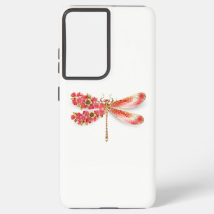 Coque Samsung Galaxy libellule de fleurs avec sakura de bijoux