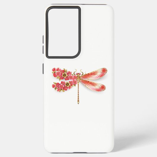 Coque Samsung Galaxy libellule de fleurs avec sakura de bijoux (Verso)
