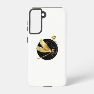Coque Samsung Galaxy libellule d'or en cercle noir
