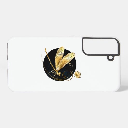 Coque Samsung Galaxy libellule d'or en cercle noir (Verso Horizontal)