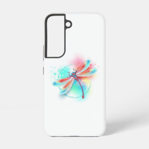 Coque Samsung Galaxy Libellule rouge sur fond aquarelle