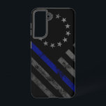 Coque Samsung Galaxy Ligne bleue Vintage Betsy Ross Drapeau américain<br><div class="desc">Montrez votre soutien à nos premiers répondeurs ! Police,  Fire And Secourt,  EMT Disponible !</div>