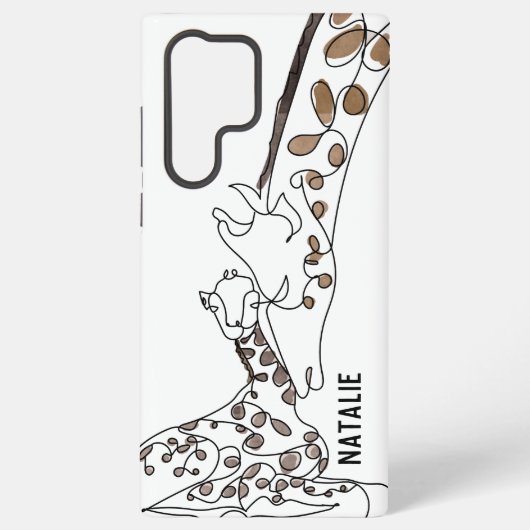 Coque Samsung Galaxy Ligne Giraffe moderne Art Nom Blanc (Verso)