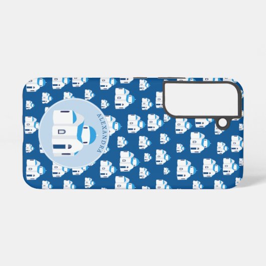 Coque Samsung Galaxy L'île grecque Santorin Blue Dome Eglise Monogramme (Verso Horizontal)