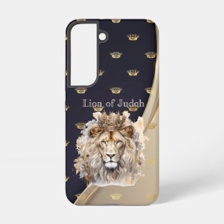 Coque Samsung Galaxy Lion de Juda Élégante Foi Beige Navy Or Couronnes