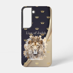 Coque Samsung Galaxy Lion de Juda Élégante Foi Beige Navy Or Couronnes