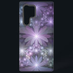 Coque Samsung Galaxy Lit de fleurs Art Fractal Abstrait tendance brilla<br><div class="desc">Art fractal frappant,  fleurs d'imaginaire gris violet brillant. Design unique pour votre Samsung Galaxy S22 Ultra coque et plus.</div>