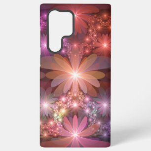 Coque Samsung Galaxy Lit De Fleurs Coloré Brillant Art Fractal Abstrait