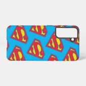 Coque Samsung Galaxy Logo classique Supergirl avec fond bleu (Verso Horizontal)