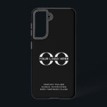 Coque Samsung Galaxy Logo d'entreprise personnalisé noir<br><div class="desc">Un simple modèle d'affaires noir personnalisé dans un style minimaliste moderne qui peut être facilement mis à jour avec le logo et le texte de votre entreprise. Conçu avec une image de bannière de logo horizontal (2560 x 1440 px), vous pouvez customiser en changeant le texte et l'image à l'aide...</div>