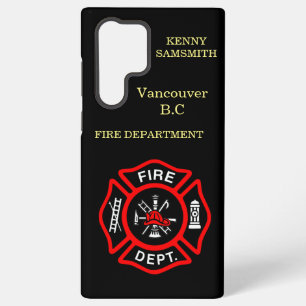 Coque Samsung Galaxy logo du département des pompiers Badge noir et rou