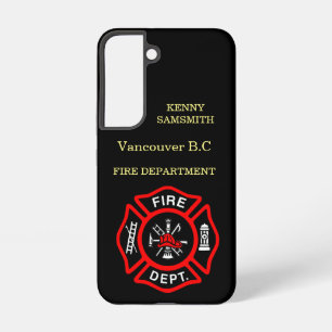 Coque Samsung Galaxy logo du département des pompiers Badge noir et rou