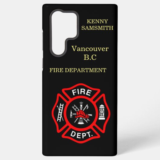 Coque Samsung Galaxy Logo du service d'incendie Badge noir et rouge (Verso)