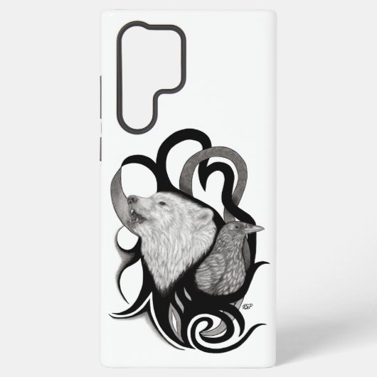 Coque Samsung Galaxy Loup blanc avec art tribal coréen (Verso)