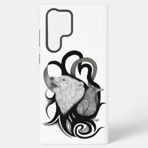 Coque Samsung Galaxy Loup blanc avec art tribal de corbeau
