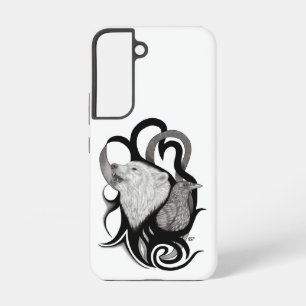 Coque Samsung Galaxy Loup blanc avec art tribal de corbeau