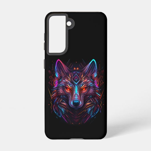 Coque Samsung Galaxy Loup de Néon noir futuriste (Verso)