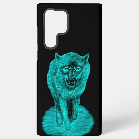 Coque Samsung Galaxy Loup noir en colère dans la nuit (Verso)