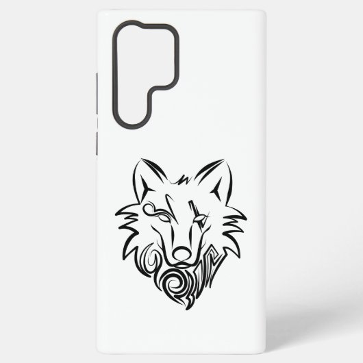 Coque Samsung Galaxy Loup tribal noir et blanc (Verso)