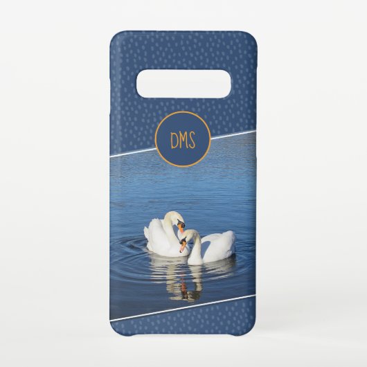 Coque Samsung Galaxy Love Swans Blue Monogram Téléphone Case (Dos)