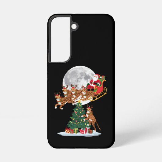 Coque Samsung Galaxy Lumières des arbres de Noël amusant Père Noël équi (Verso)