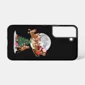 Coque Samsung Galaxy Lumières des arbres de Noël amusant Père Noël équi (Verso Horizontal)