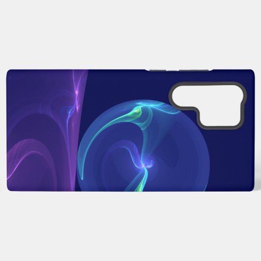 Coque Samsung Galaxy Lumineuse Bleu Violet Rêve Abstrait Fractal Art (Verso Horizontal)