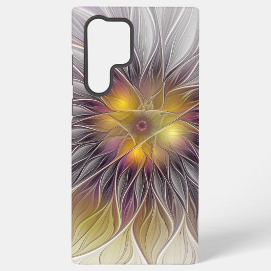 Coque Samsung Galaxy Lumineuse Fleur colorée, Abstraite Fractale modern (Verso)