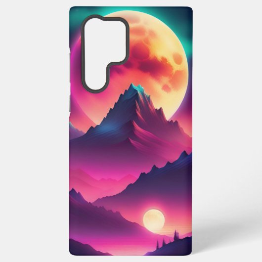 Coque Samsung Galaxy lune montante entre les montagnes (Verso)