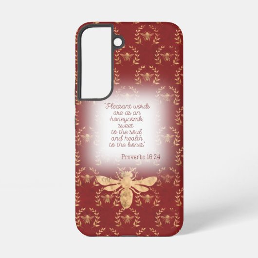 Coque Samsung Galaxy Luxury Deep Red Gold Bee Wreath Grid Faith  (Verso)