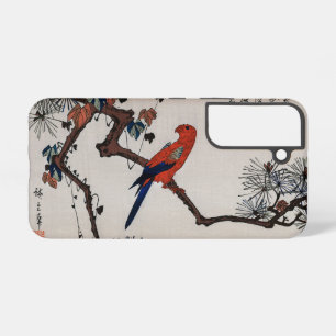 Coque Samsung Galaxy Macaw sur une branche de pin, Hiroshige