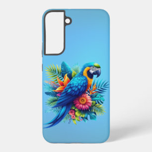 Coque Samsung Galaxy Macaw tropicale bleue et colorée