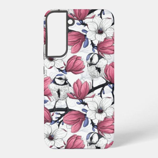 Coque Samsung Galaxy Magnolia rose et métis bleu (Verso)