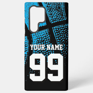 Coque Samsung Galaxy Maillot de basket-ball bleu vintage numéro personn