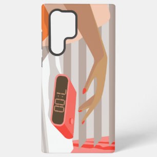 Coque Samsung Galaxy Main des femmes poussant le bouton snooze du révei