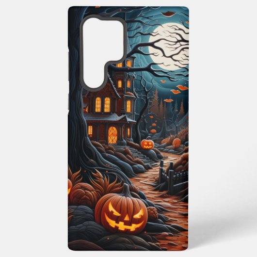 COQUE SAMSUNG GALAXY MAISON HANTÉE ÉPOUVANTABLE ORANGE ET NOIRE (Verso)