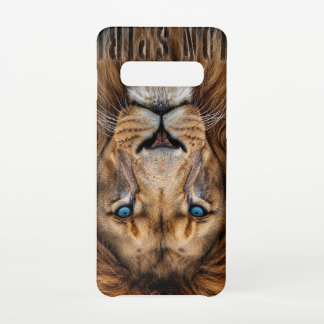 Coque Samsung Galaxy S10 Majestic Lion Face with Blue Eyes | Wildlife Anima