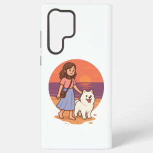 Coque Samsung Galaxy Maman de chien mignon promenant son chiot duveteux