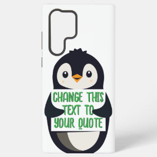 Coque Samsung Galaxy Manchot tenant un panneau avec un message personna