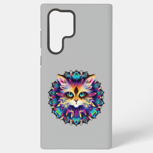 Coque Samsung Galaxy Mandala avec joli portrait de chat en fureur (Verso)