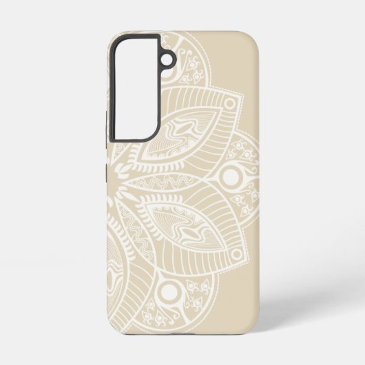 Coque Samsung Galaxy Mandala blanc exotique sur Arrière - plan beige (Verso)