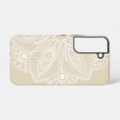 Coque Samsung Galaxy Mandala blanc exotique sur Arrière - plan beige (Verso Horizontal)