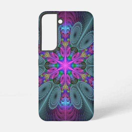 Coque Samsung Galaxy Mandala Colorful Striant Fractal Art Kaleidoscope (Verso)